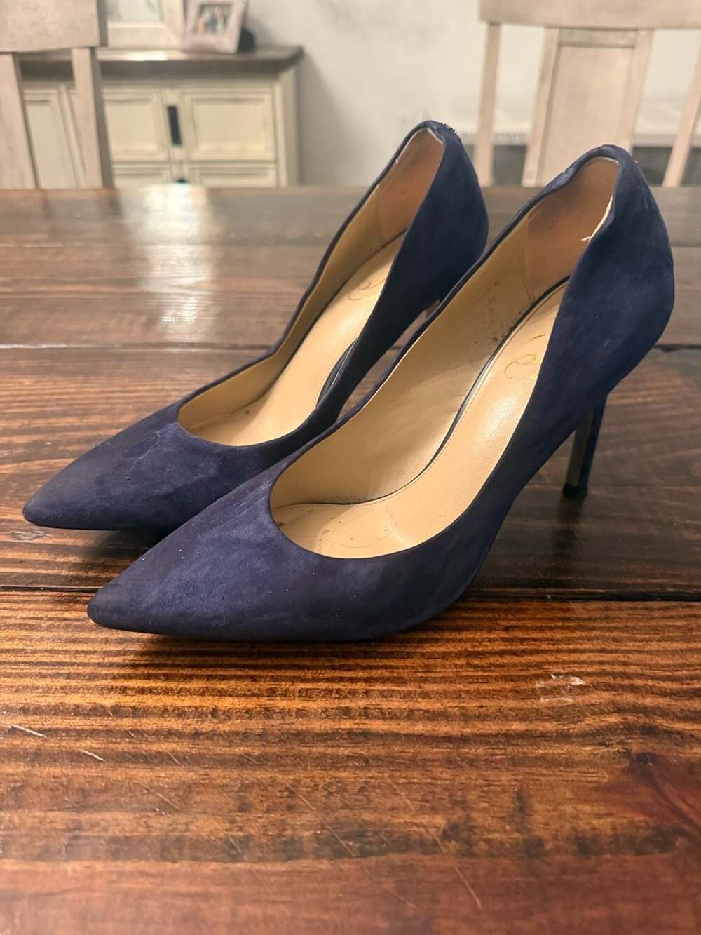 Sam Edelman Hazel Navy Blue Suede Pointed Toe Stiletto Pumps Size 8